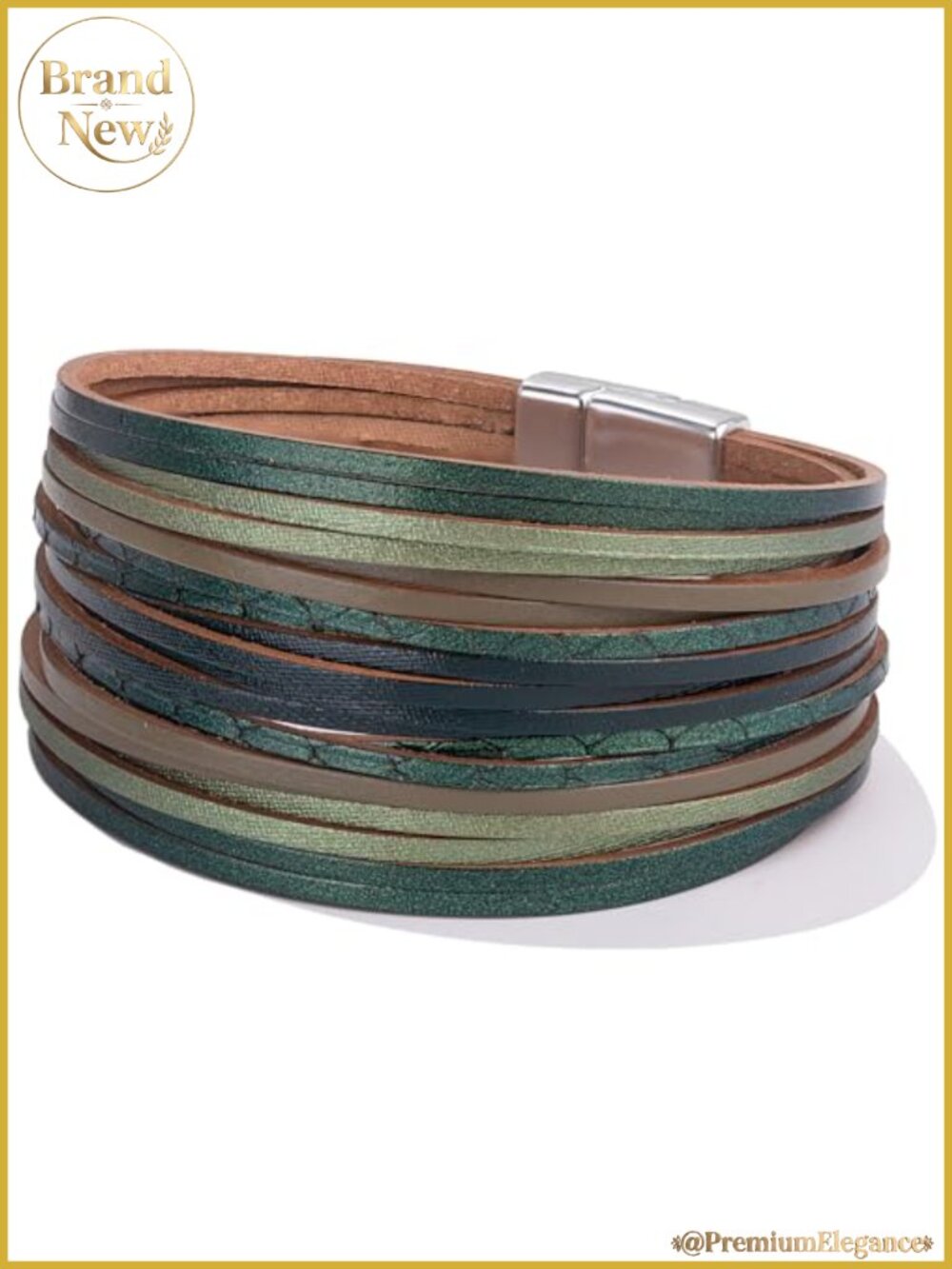 Stackable Boho Chunky Leather Wrap Bracelets Faux Leather Magnetic